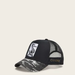 Women Cuadra Hats-Black Snapback Cap With Alligator Patch
