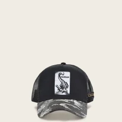 Women Cuadra Hats-Black Snapback Cap With Alligator Patch