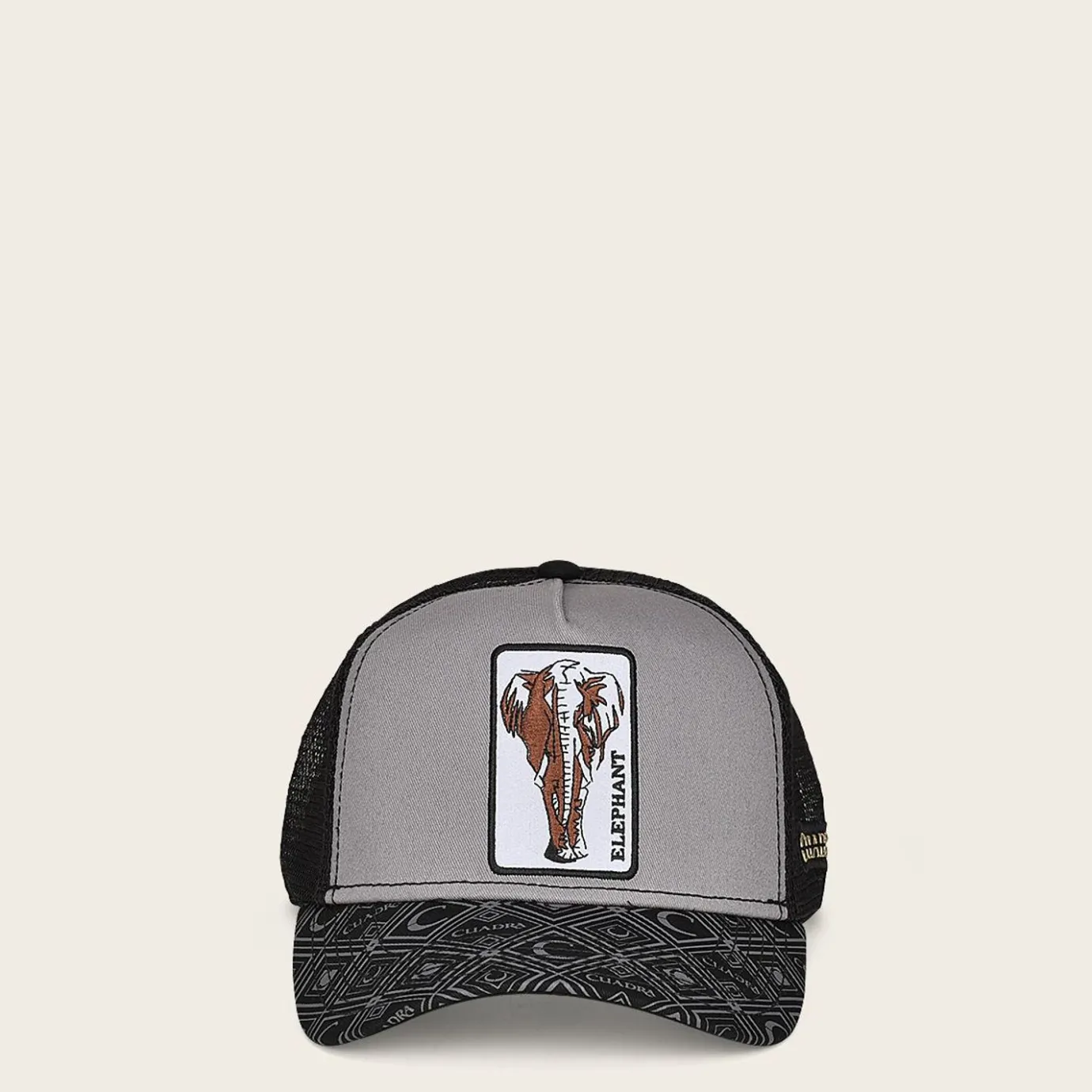 Women Cuadra Hats-Black Snapback Cap With Elephant Patch