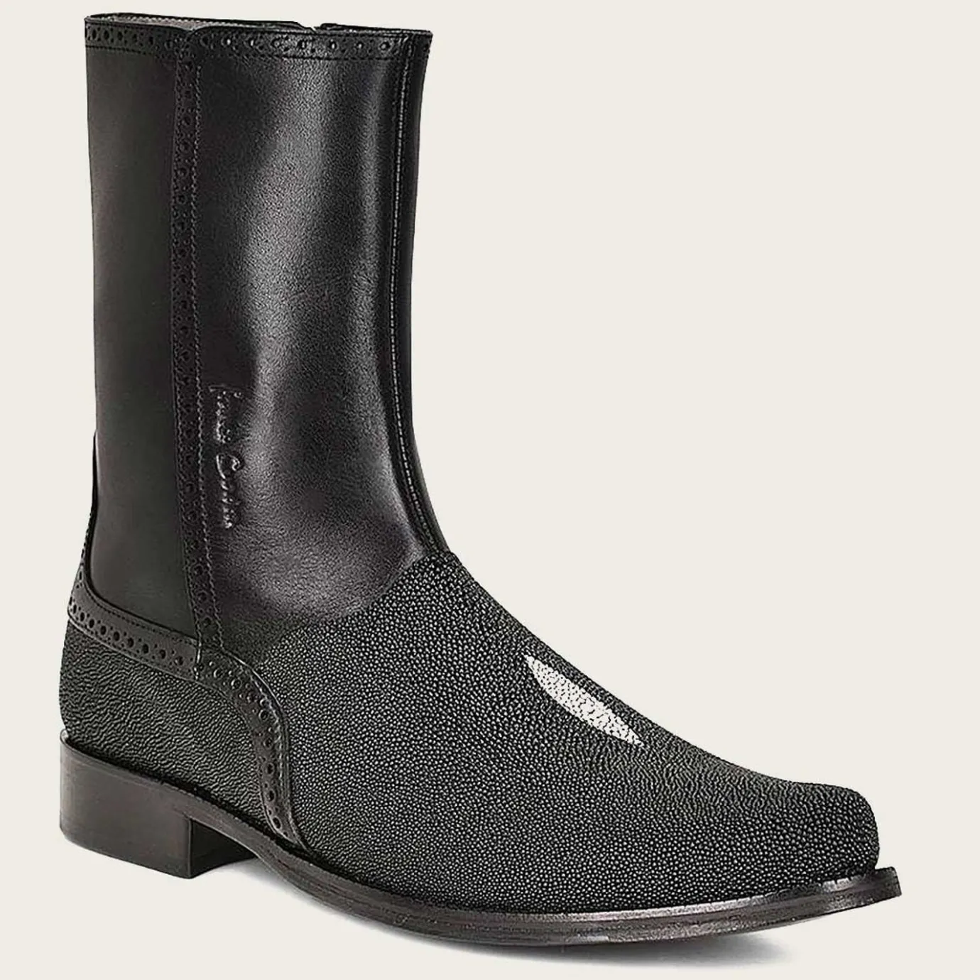 Men Cuadra Urban & Casual Boots-Black Stingray Leather Men'S Boots By Franco