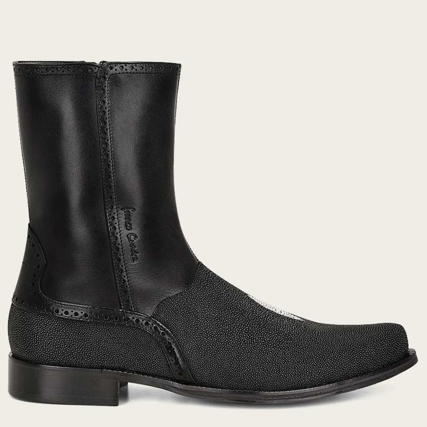 Men Cuadra Urban & Casual Boots-Black Stingray Leather Men'S Boots By Franco