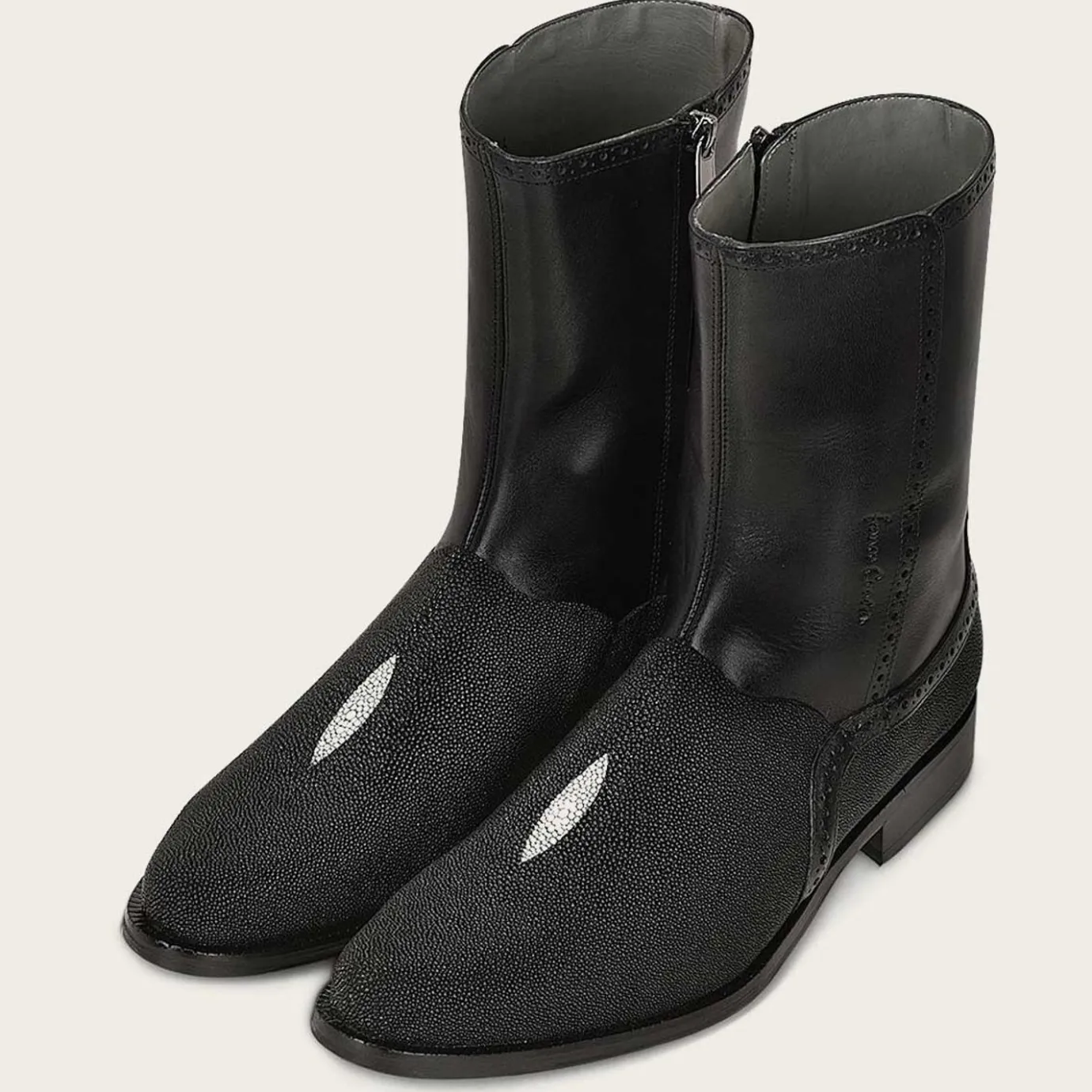 Men Cuadra Urban & Casual Boots-Black Stingray Leather Men'S Boots By Franco