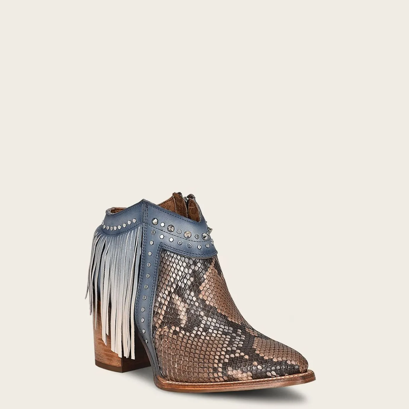 Women Cuadra Ankle Boots & Booties-Blue Exotic Leather Bootie
