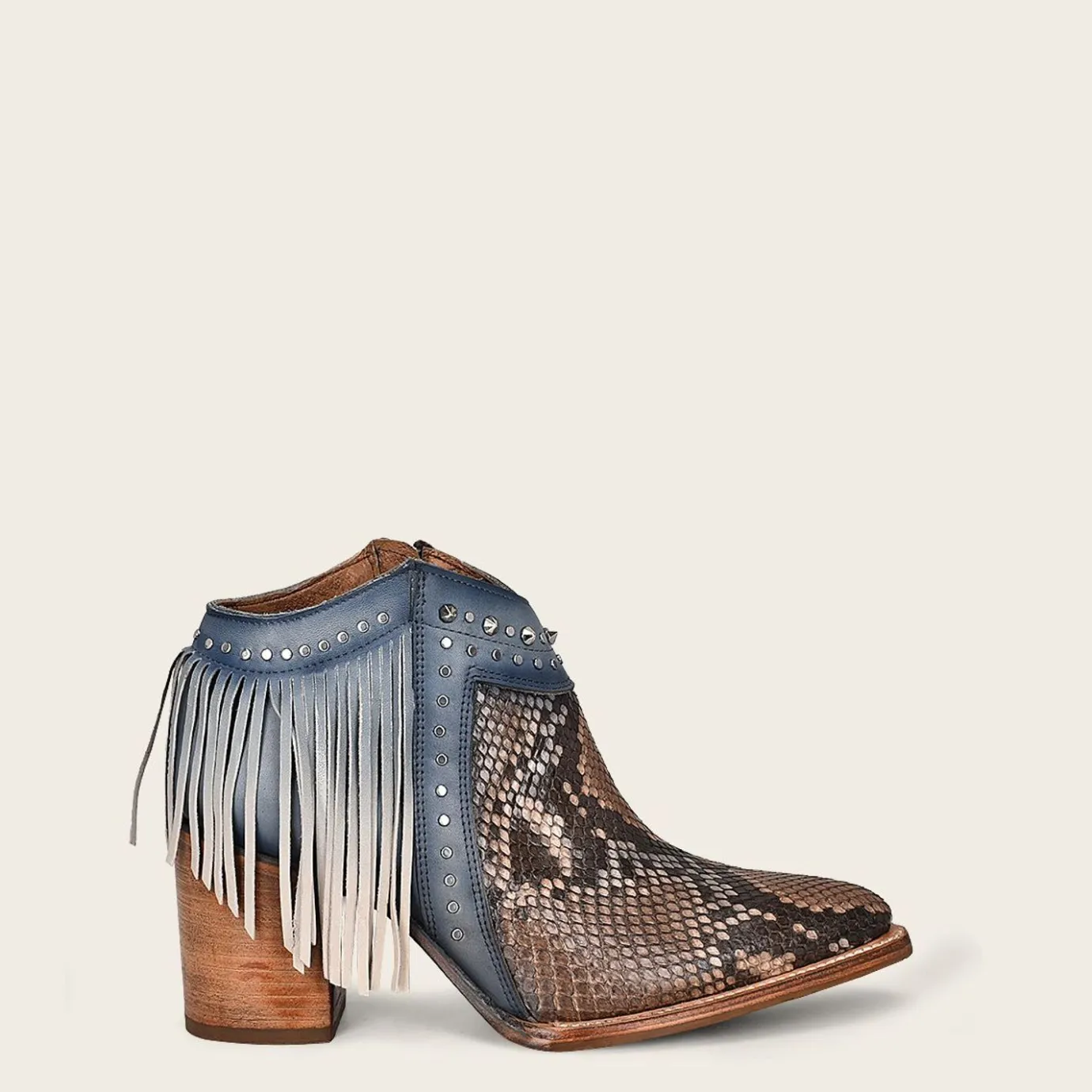 Women Cuadra Ankle Boots & Booties-Blue Exotic Leather Bootie