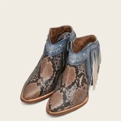 Women Cuadra Ankle Boots & Booties-Blue Exotic Leather Bootie