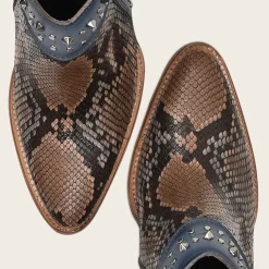 Women Cuadra Ankle Boots & Booties-Blue Exotic Leather Bootie