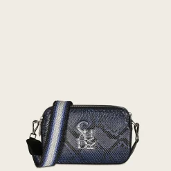 Women Cuadra Crossbody Bags-Blue Exotic Leather Crossbody Bag