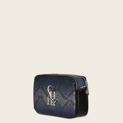 Women Cuadra Crossbody Bags-Blue Exotic Leather Crossbody Bag