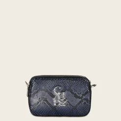 Women Cuadra Crossbody Bags-Blue Exotic Leather Crossbody Bag