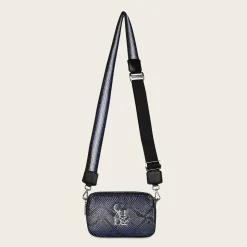 Women Cuadra Crossbody Bags-Blue Exotic Leather Crossbody Bag