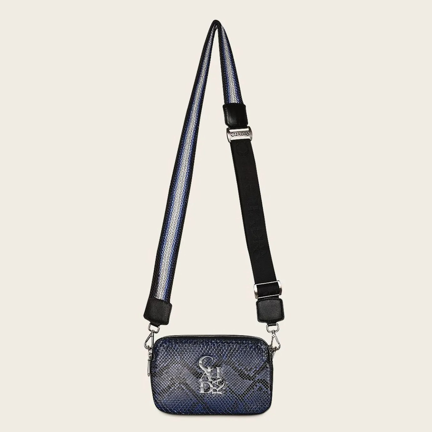 Women Cuadra Crossbody Bags-Blue Exotic Leather Crossbody Bag