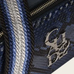 Women Cuadra Crossbody Bags-Blue Exotic Leather Crossbody Bag