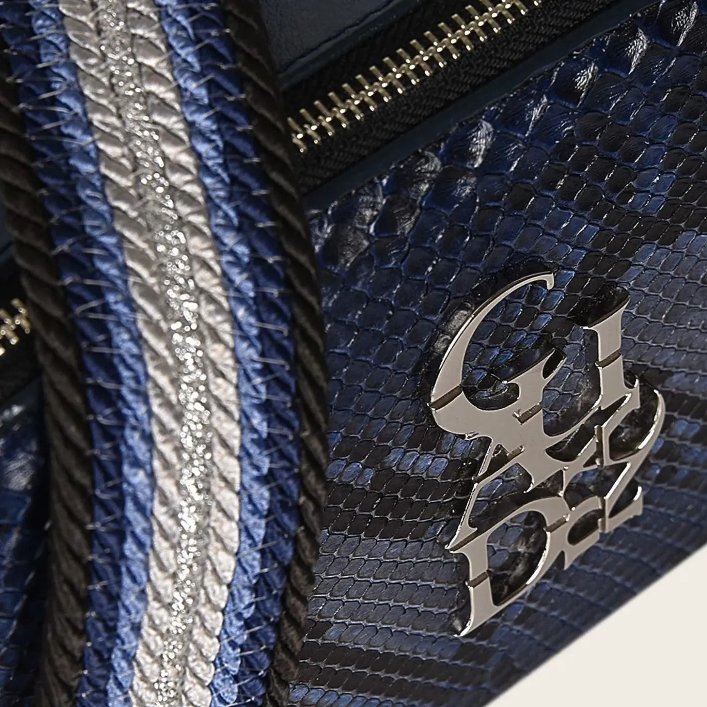 Women Cuadra Crossbody Bags-Blue Exotic Leather Crossbody Bag