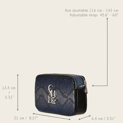 Women Cuadra Crossbody Bags-Blue Exotic Leather Crossbody Bag