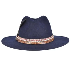 Women Cuadra Hats-Blue Hat With Embroidered Headband