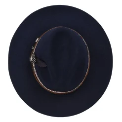 Women Cuadra Hats-Blue Hat With Embroidered Headband