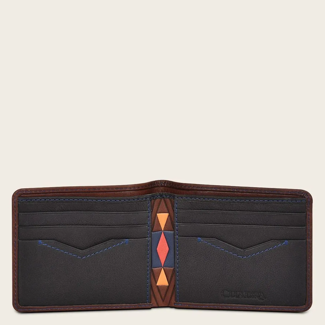 Men Cuadra Wallets-Brown And Colored Bovine Leather Wallet