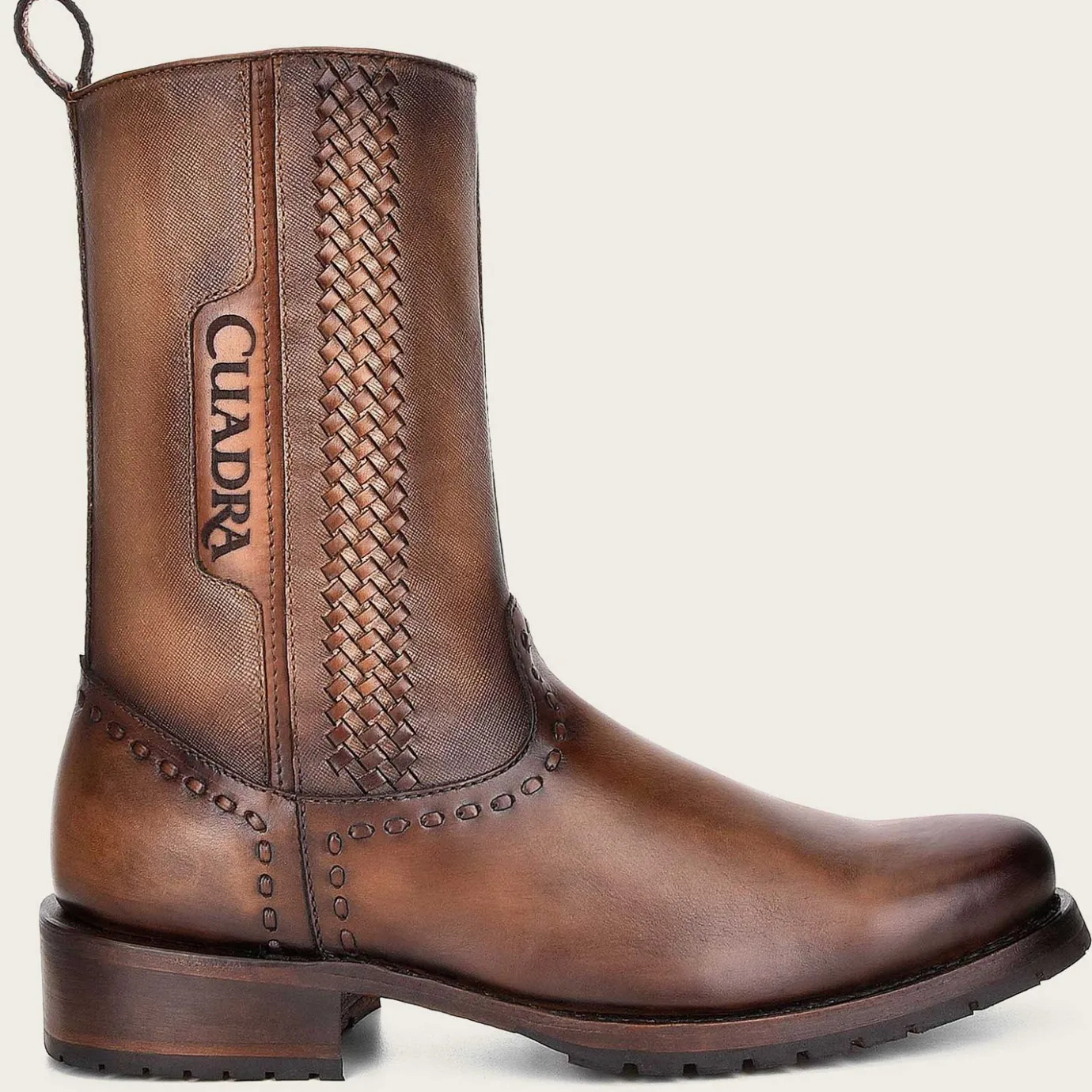 Men Cuadra Urban & Casual Boots-Brown Cowboy Boots Handwoven In Honey Leather