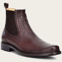 Men Cuadra Dress Boots-Brown Deer Leather Chelsea Boots By Franco