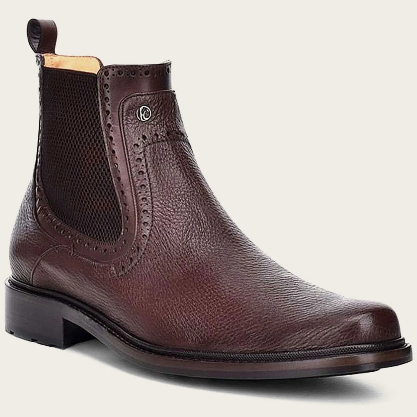 Men Cuadra Dress Boots-Brown Deer Leather Chelsea Boots By Franco