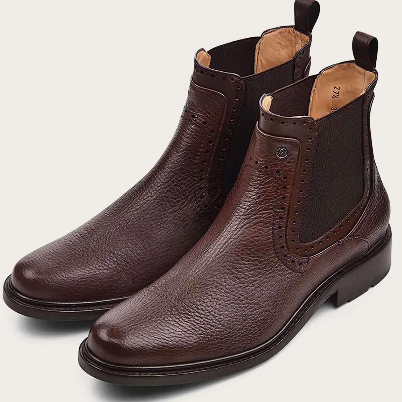 Men Cuadra Dress Boots-Brown Deer Leather Chelsea Boots By Franco