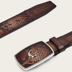 Men Cuadra Belts-Brown Engraved Leather Western Belt