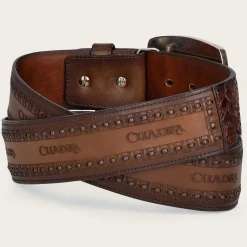 Men Cuadra Belts-Brown Engraved Leather Western Belt