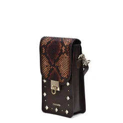 Women Cuadra Crossbody Bags-Brown Exotic Leather Cell Phone Bag