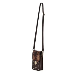 Women Cuadra Crossbody Bags-Brown Exotic Leather Cell Phone Bag