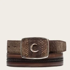 Men Cuadra Belts-Brown Exotic Leather Cowboy Belt