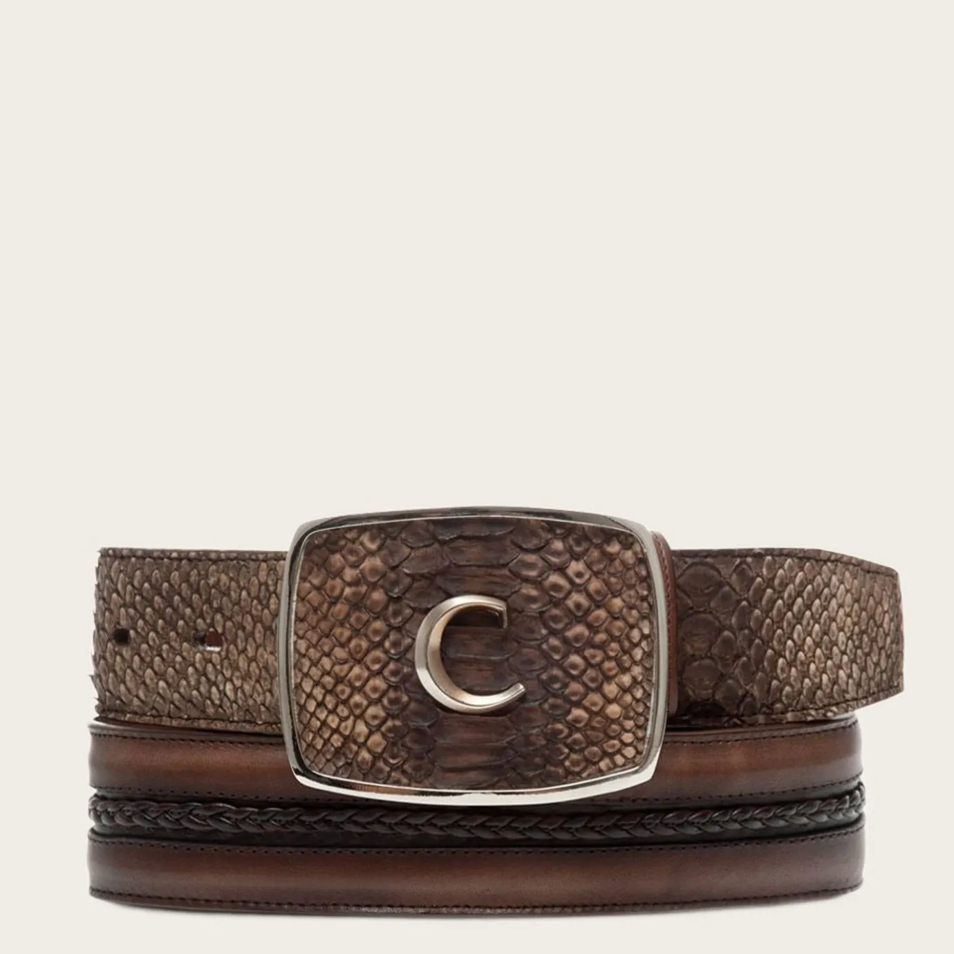 Men Cuadra Belts-Brown Exotic Leather Cowboy Belt
