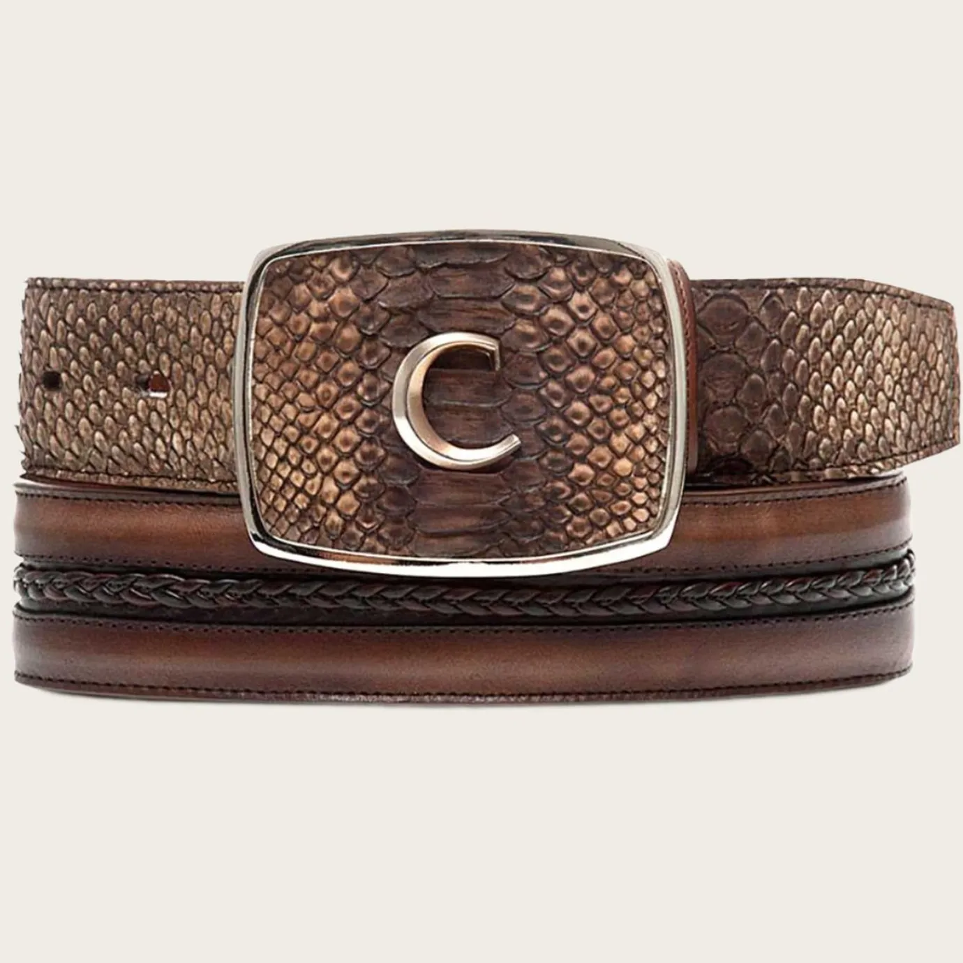Men Cuadra Belts-Brown Exotic Leather Cowboy Belt