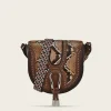 Women Cuadra Crossbody Bags-Brown Exotic Leather Crossbody Bag With Studs
