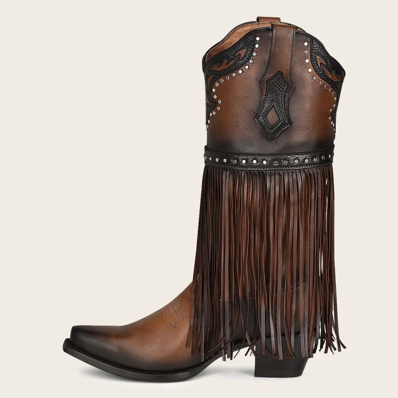 Women Cuadra Western Boots-Brown Fringed Cowboy Boot