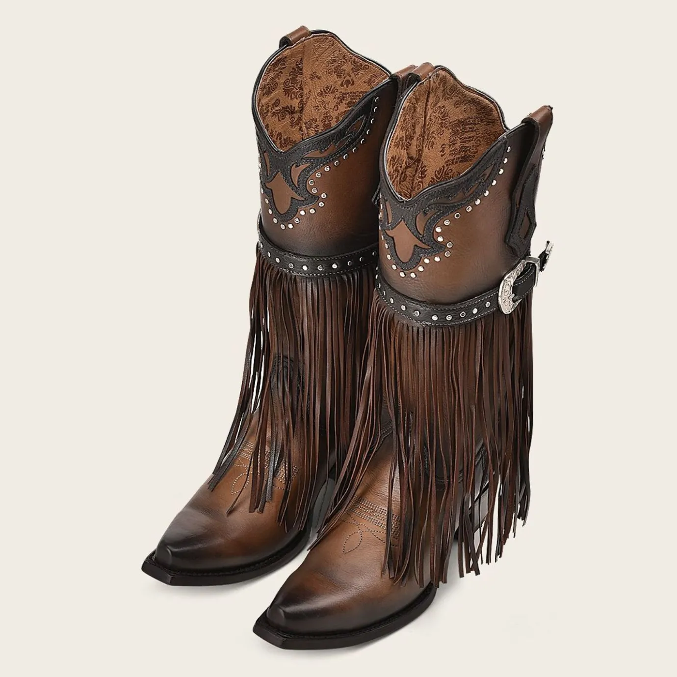 Women Cuadra Western Boots-Brown Fringed Cowboy Boot