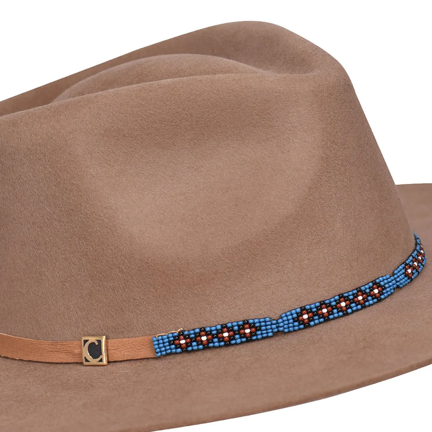 Women Cuadra Hats-Brown Fur Hat With Beaded Headband