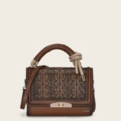 Women Cuadra Crossbody Bags-Brown Handcrafted Handbag With A High Detailed Stitching