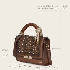 Women Cuadra Crossbody Bags-Brown Handcrafted Handbag With A High Detailed Stitching