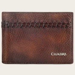 Men Cuadra Wallets-Brown Handmade Interwoven Detail Leather Wallet