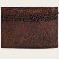 Men Cuadra Wallets-Brown Handmade Interwoven Detail Leather Wallet