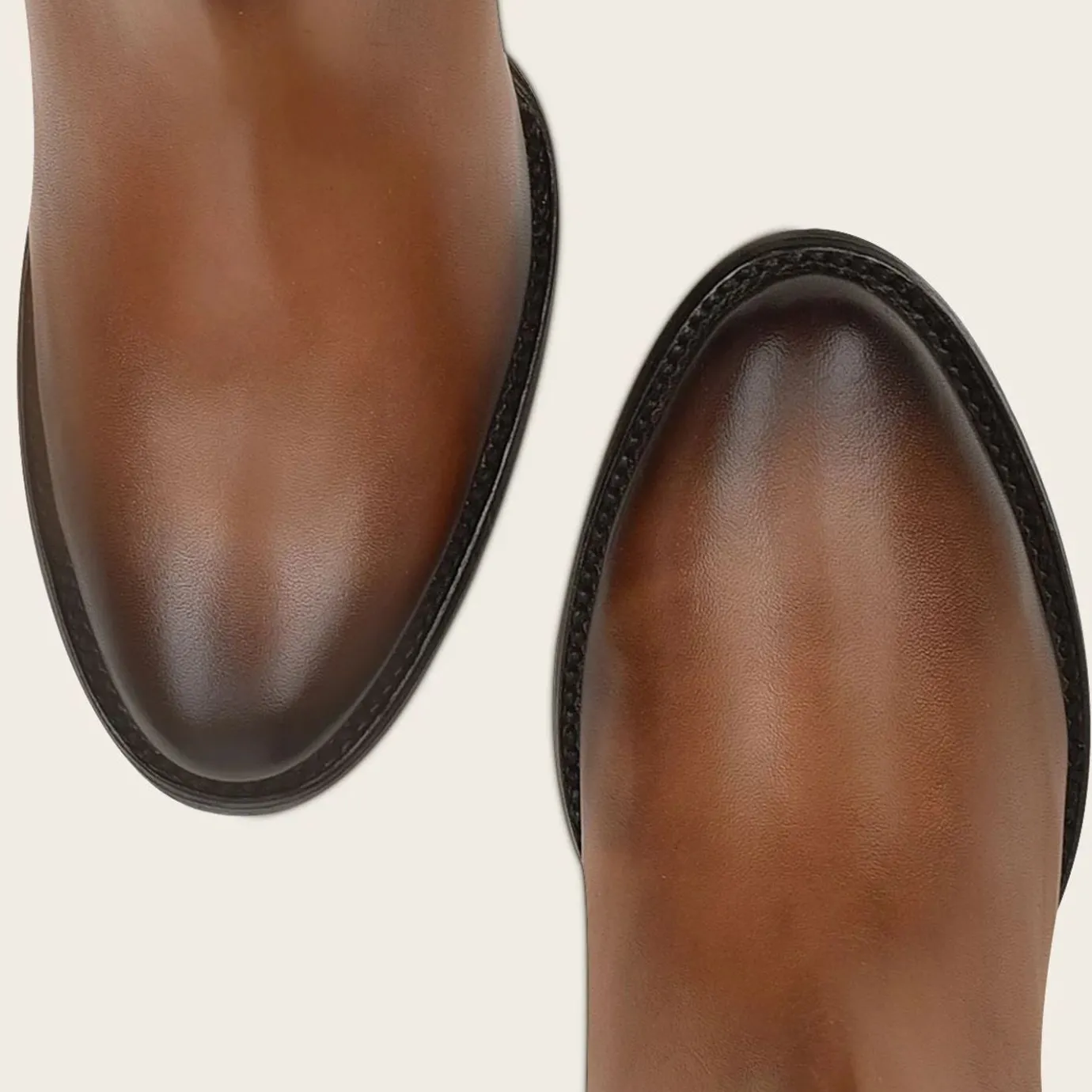 Women Cuadra Tall & Knee-High Boots-Brown High Boot With Laser Engraving And Studs