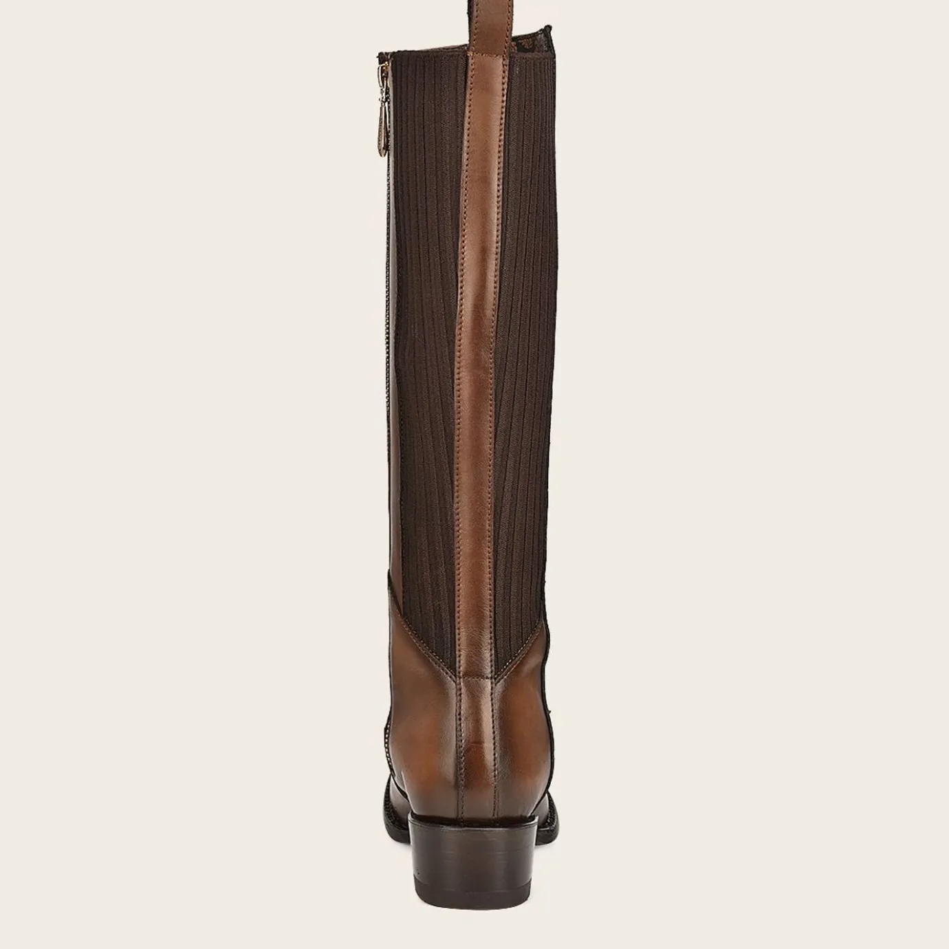Women Cuadra Tall & Knee-High Boots-Brown High Boot With Laser Engraving And Studs