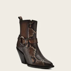 Women Cuadra Ankle Boots & Booties-Brown High Exotic Leather Ankle Booties For Women