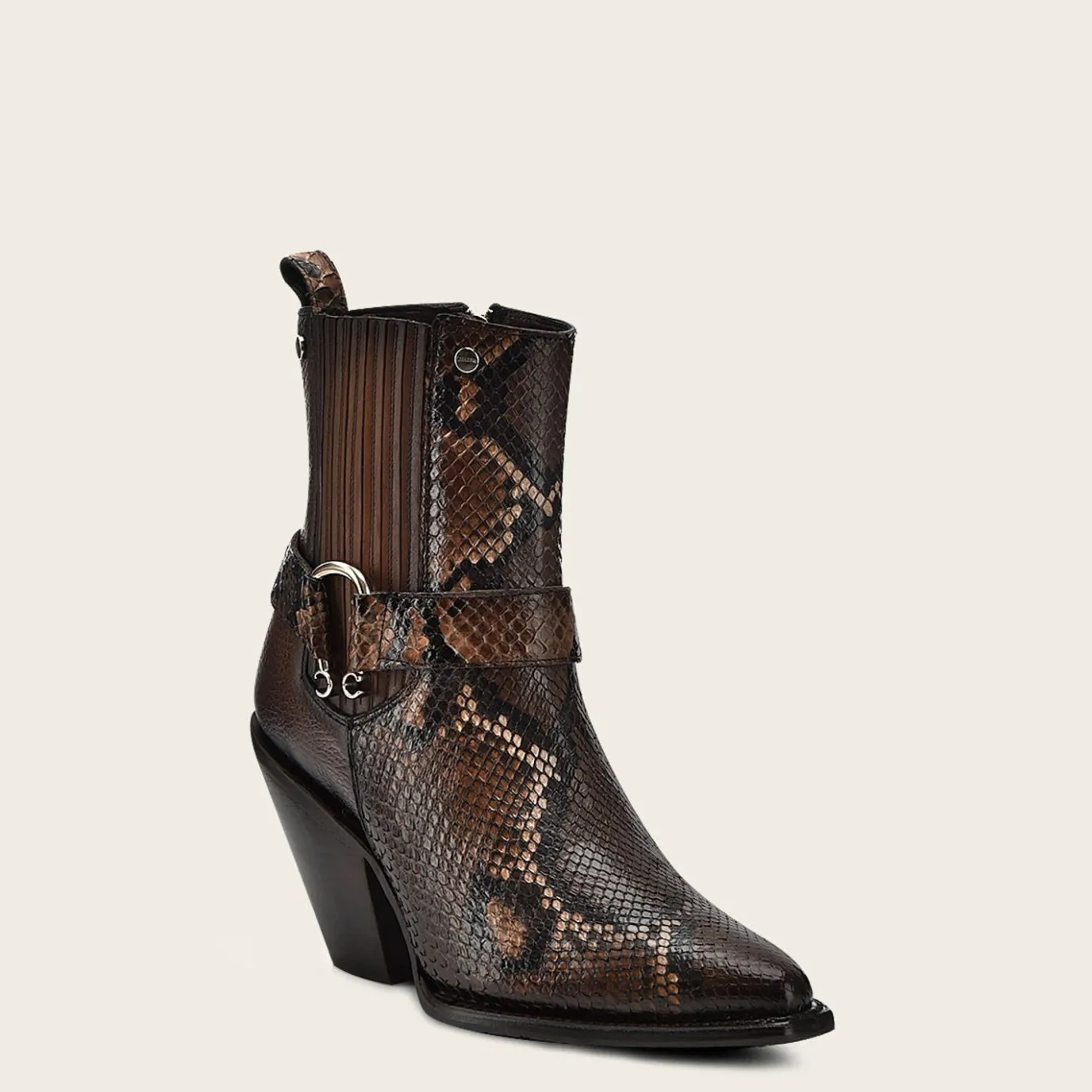 Women Cuadra Ankle Boots & Booties-Brown High Exotic Leather Ankle Booties For Women