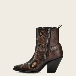 Women Cuadra Ankle Boots & Booties-Brown High Exotic Leather Ankle Booties For Women