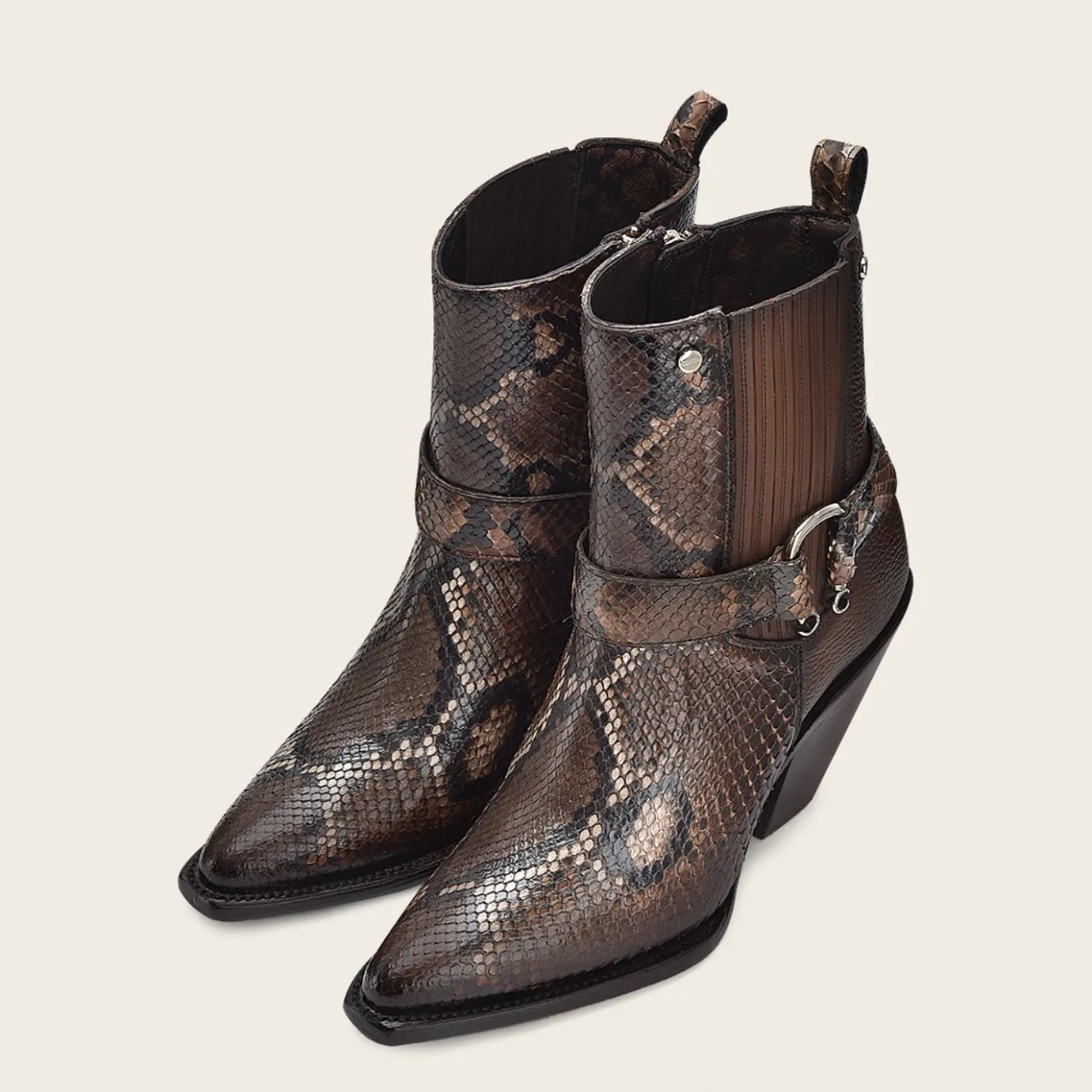 Women Cuadra Ankle Boots & Booties-Brown High Exotic Leather Ankle Booties For Women