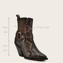 Women Cuadra Ankle Boots & Booties-Brown High Exotic Leather Ankle Booties For Women