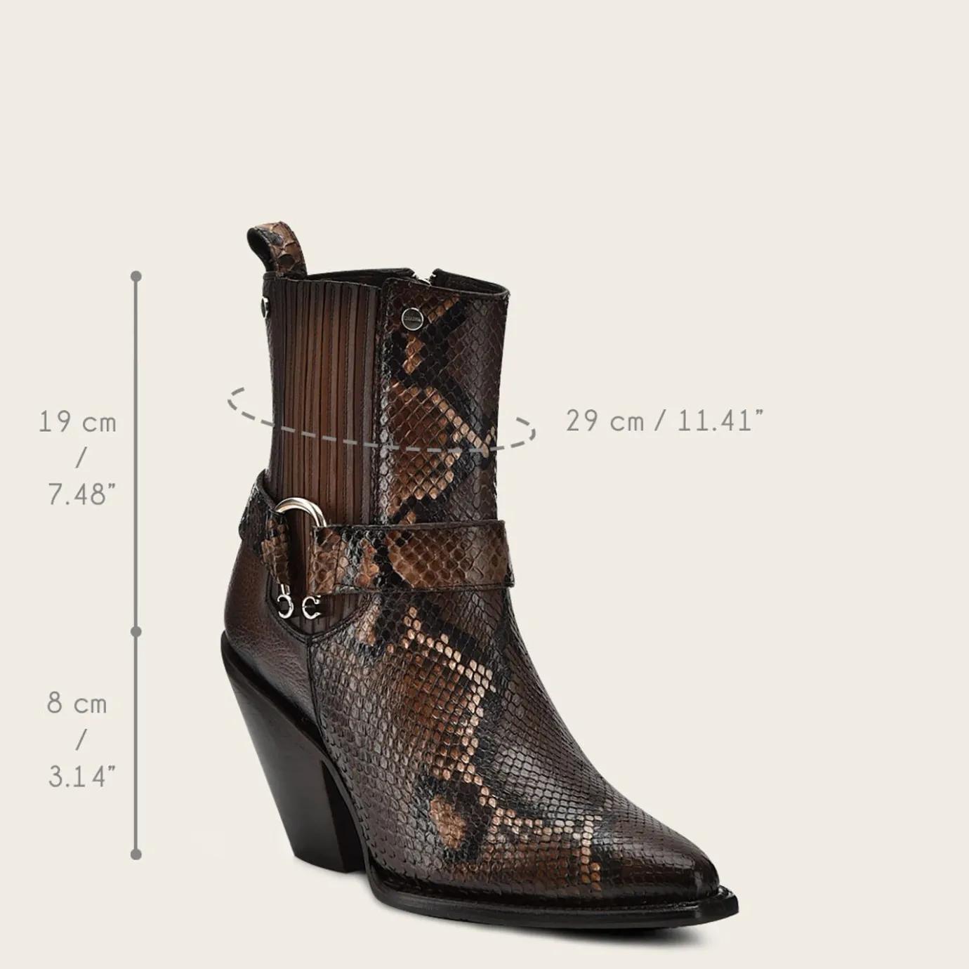 Women Cuadra Ankle Boots & Booties-Brown High Exotic Leather Ankle Booties For Women