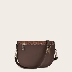 Women Cuadra Crossbody Bags-Brown Leather Belt And Crossbody Bag