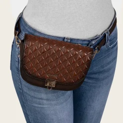Women Cuadra Crossbody Bags-Brown Leather Belt And Crossbody Bag